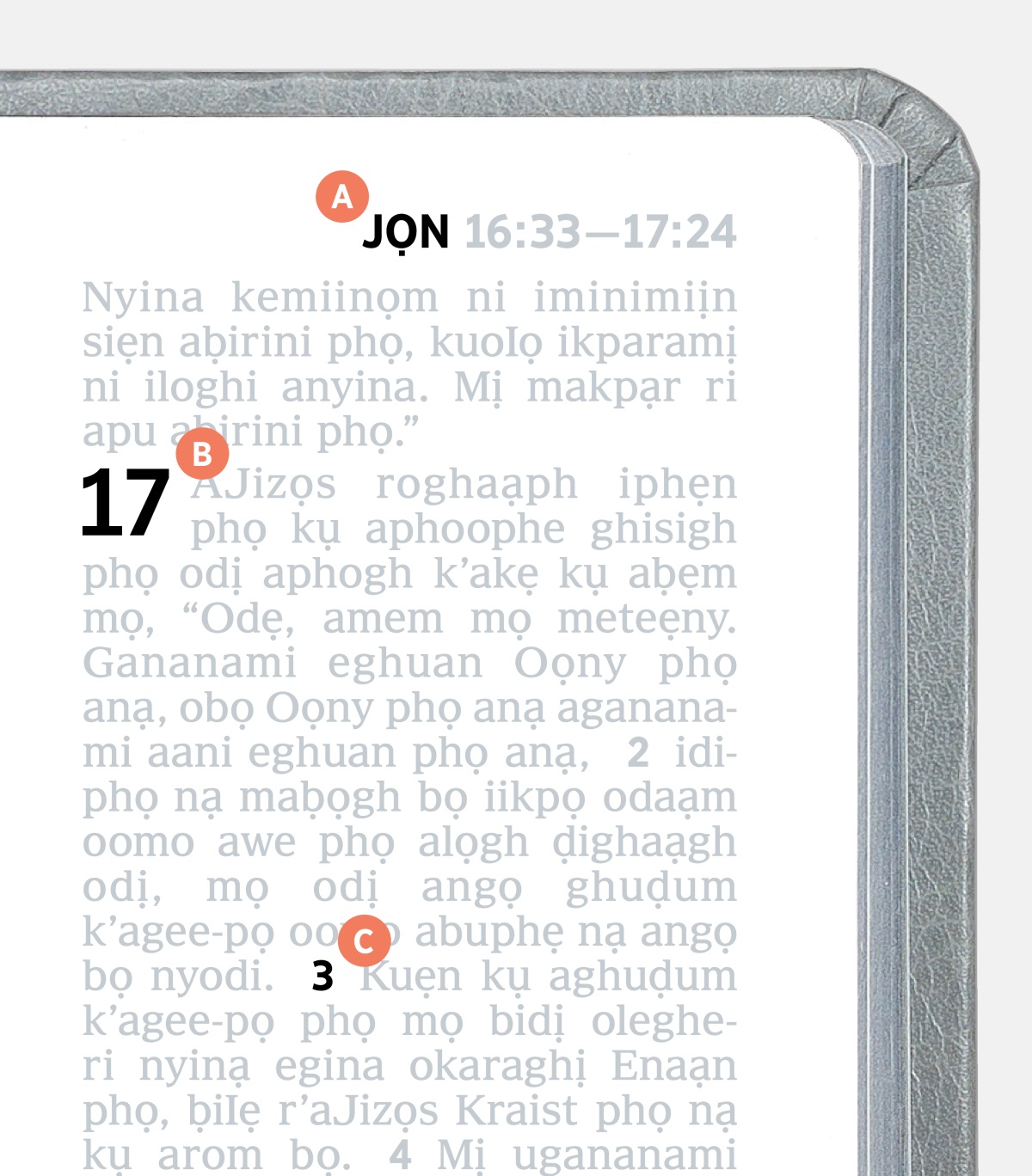 Esi phọ ogẹ bọ A, B, r’C remạ ghan esi dị edi siphẹ aBaibul phọ.