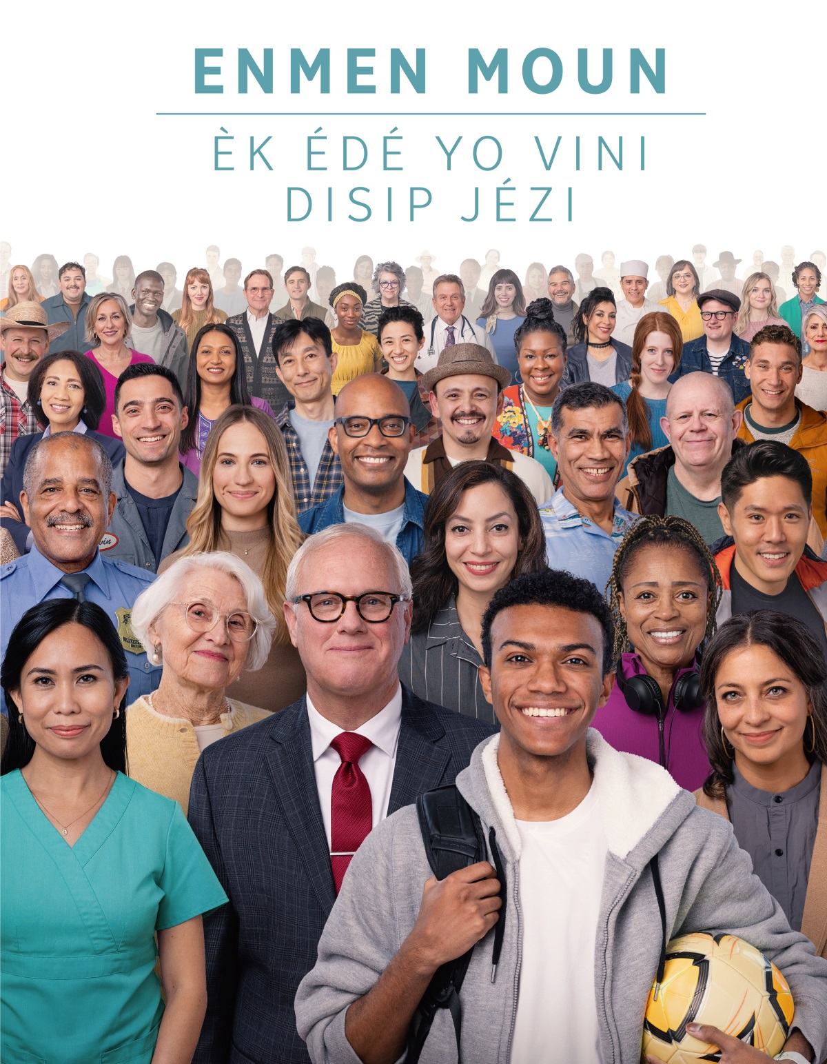 Men and women of different ages, races, and cultural backgrounds.
