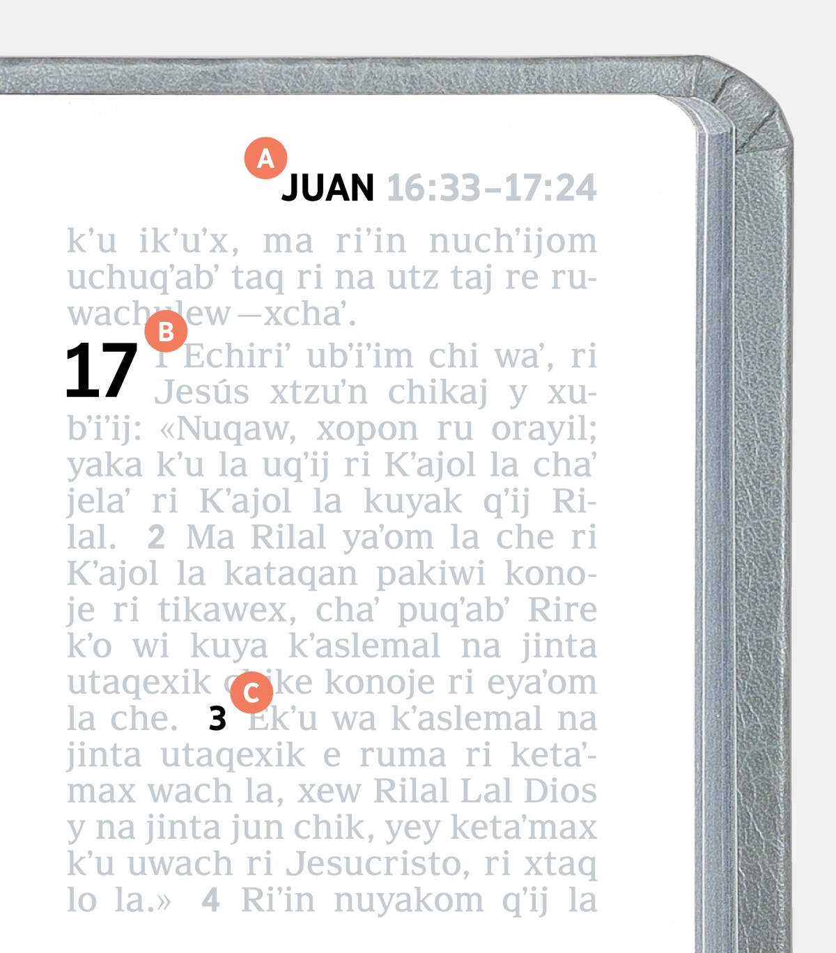 Ri marca A, B y C e ri jun uxaq re ri Biblia.