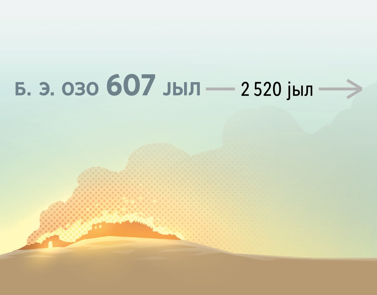 Иерусалим б. э. озо 607 јылда кӱйӱп јат. Оныҥ кийнинде 2520 јыл ӧткӧн.