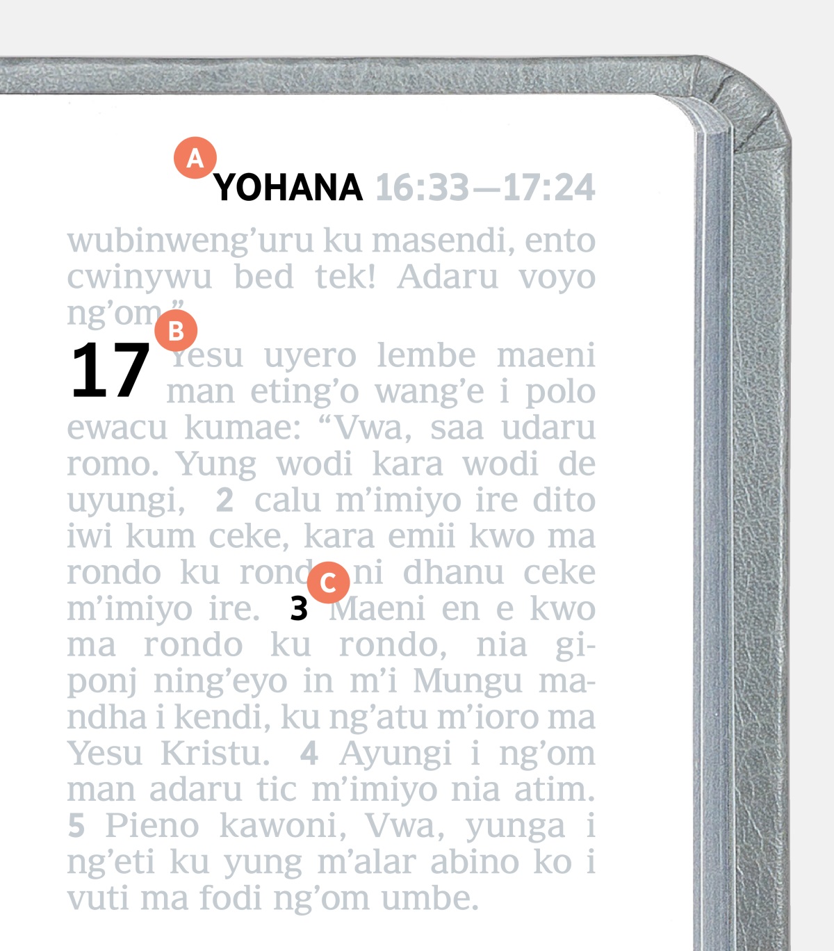 Cal m’ubenyutho lembe mi A, B, man C mi mbaya moko mi Biblia.
