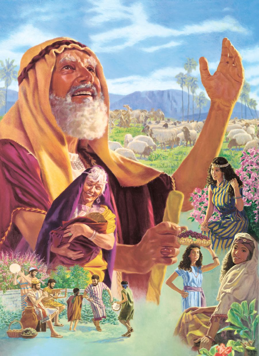 ኢዮብ ከሚስቱና ከአሥር ልጆቹ ጋር በደስታ ሲኖር