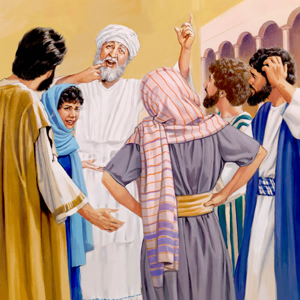 ዘካርያስ በእጆቹ ምልክት ሲሰጥ