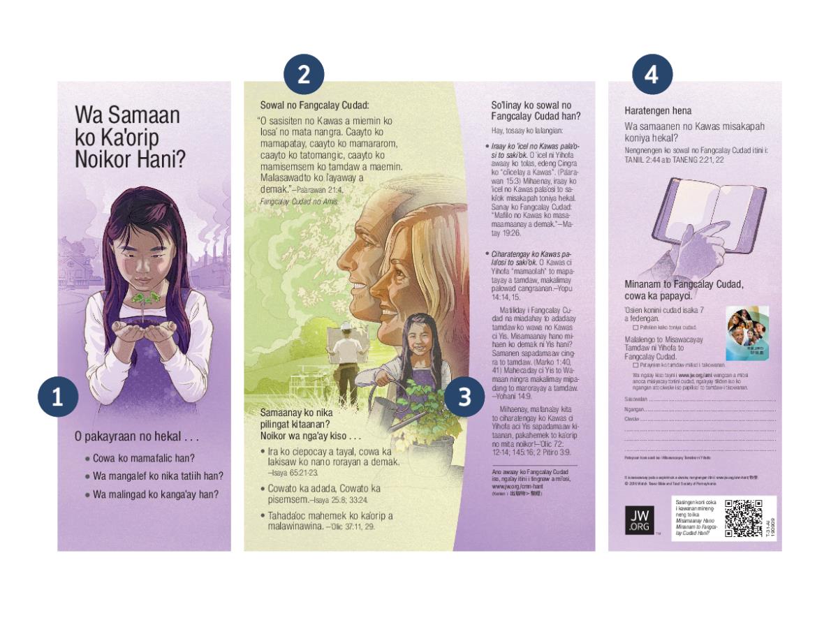 “Wa Samaan ko Kaˈorip Noikor Hani?” a tancang, iraay ko 1-4 a fanko paihkal to mikiriwiˈay a kalimlaan.