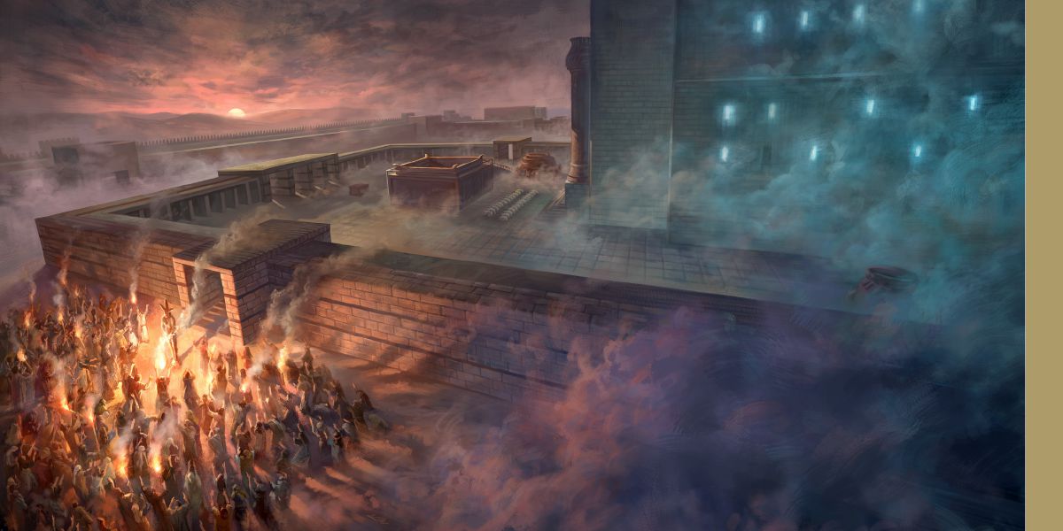 [Ilustración a toda plana de las páginas 50 y 51]Los judíos apóstatas adorando el símbolo idolátrico de celos en el templo de Jerusalén.