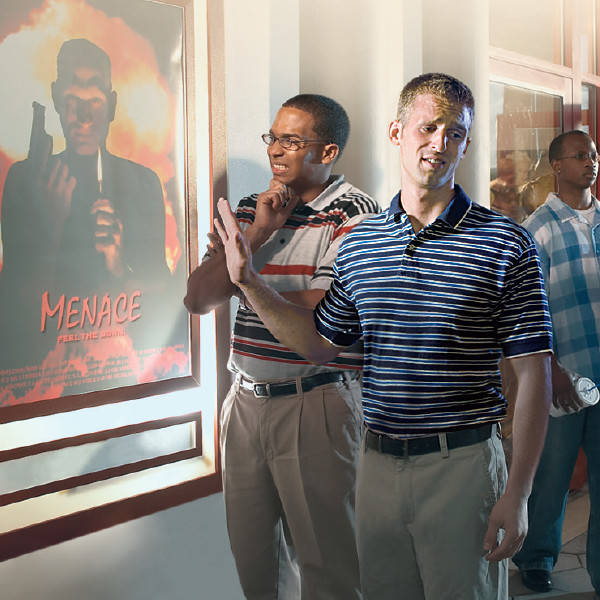 Brothers decide not to see a movie when they look at a poster advertising it