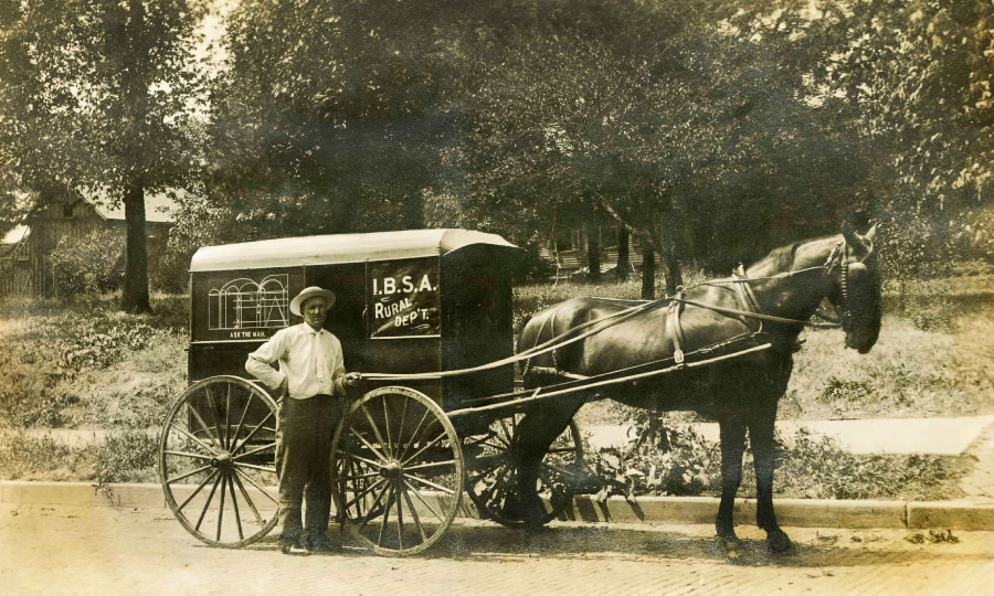 A colporteur brother with a horse and buggy