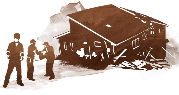Bringing in relief supplies to a disaster site