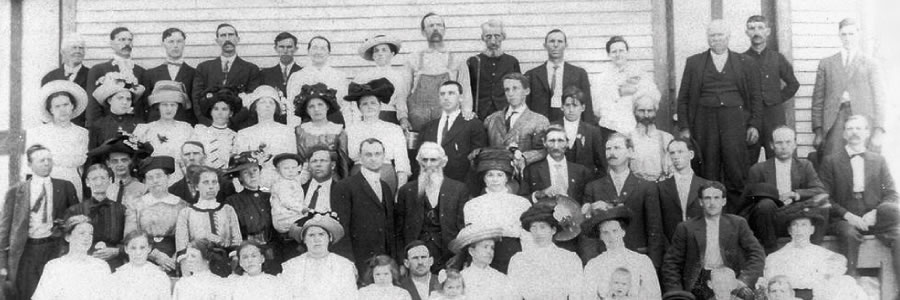 A congregation of Bible Students in front of the New Light church in the 1890’s