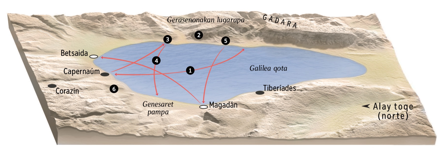 Kuna lugaranakansa Jesusajj Galilea qota jakʼan yatiyäna uk uñachtʼayir mapa