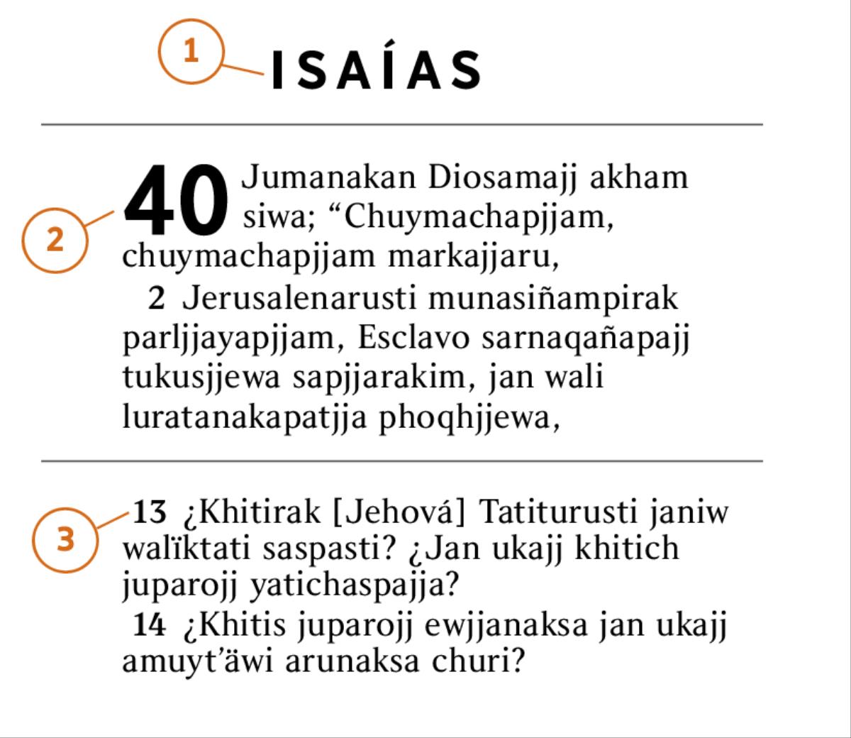 Kunjamsa Bibliat thaqtañasa ukaw qhanañchasiski 1) Biblian libropa, 2) jalja, 3) jiskʼa tʼaqa