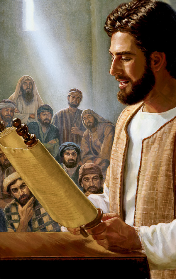 Si Jesus na binabasa an rolyo ni Isaias sa sarong sinagoga