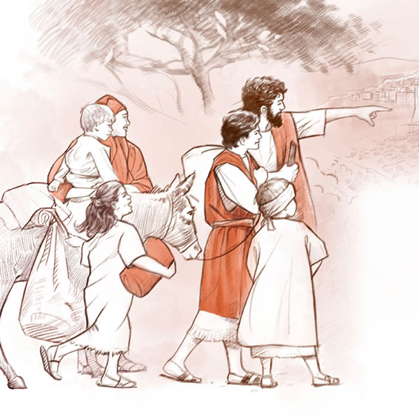 Si Jesus asin an saiyang pamilya na nagbabaklay pa-Jerusalem