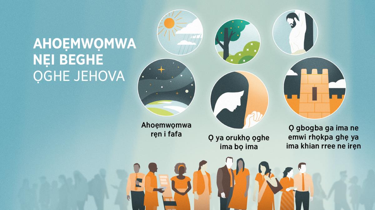 Eguọmwadia e Jehova ẹre ọ rre adesẹneva ọghe efoto na. Efoto: Odẹ ne Jehova ya rhie ahoẹmwọmwa nẹi beghe ma. 1. Avbe orhọnmwẹ ni rre orere iso ya ima rẹn wẹẹ, ahoẹmwọmwa rẹn i fafa. 2. Ọtẹn nokhuo ọkpa gha na erhunmwu, ne Osanobua yabọe. 3. Ẹvbo na gbe ekẹn ga ya ima odẹ ne Jehova ya gbogba ga ima ne emwi rhọkpa ghẹ ya ima khian rree nẹẹn. Emwi nọ rre avbe efoto ne giẹrẹ na ya ima rẹn wẹẹ, e Jehova hoẹmwẹ emwa hia. 4. Ovẹn nọ yunmwu kevbe amẹ nọ rrọọ. 5. Obobo, emwiokọ kevbe avbe erhan ni rre oha. 6. Adẹwerriegbe.