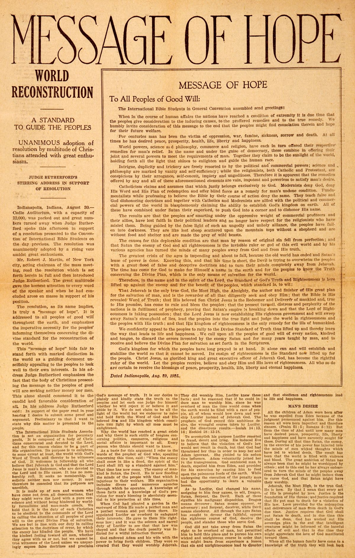 Asobọrhie nọ mwẹ uhunmwuta nọ khare wẹẹ, “Message of Hope.”