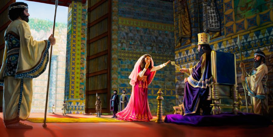 রাজপাসাদের মধ্যে রানি ইষ্টর রাজদডর উপর হাত রাখেন, যেটা রাজা অহশ্বেরশ তার দিকে বাড়িয়ে দেন