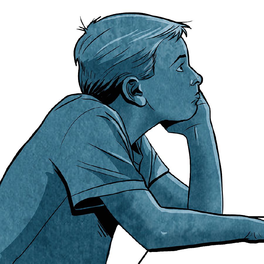 একজন কিশোর বসে চিন্তা করছ