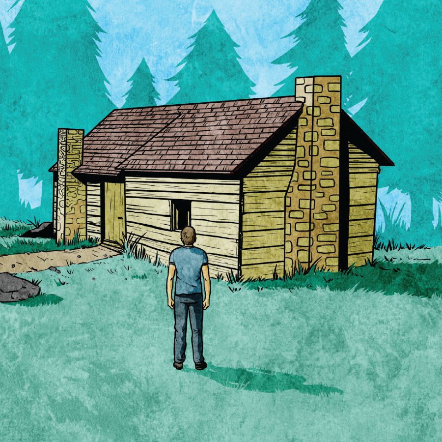 Un joven mira una casa