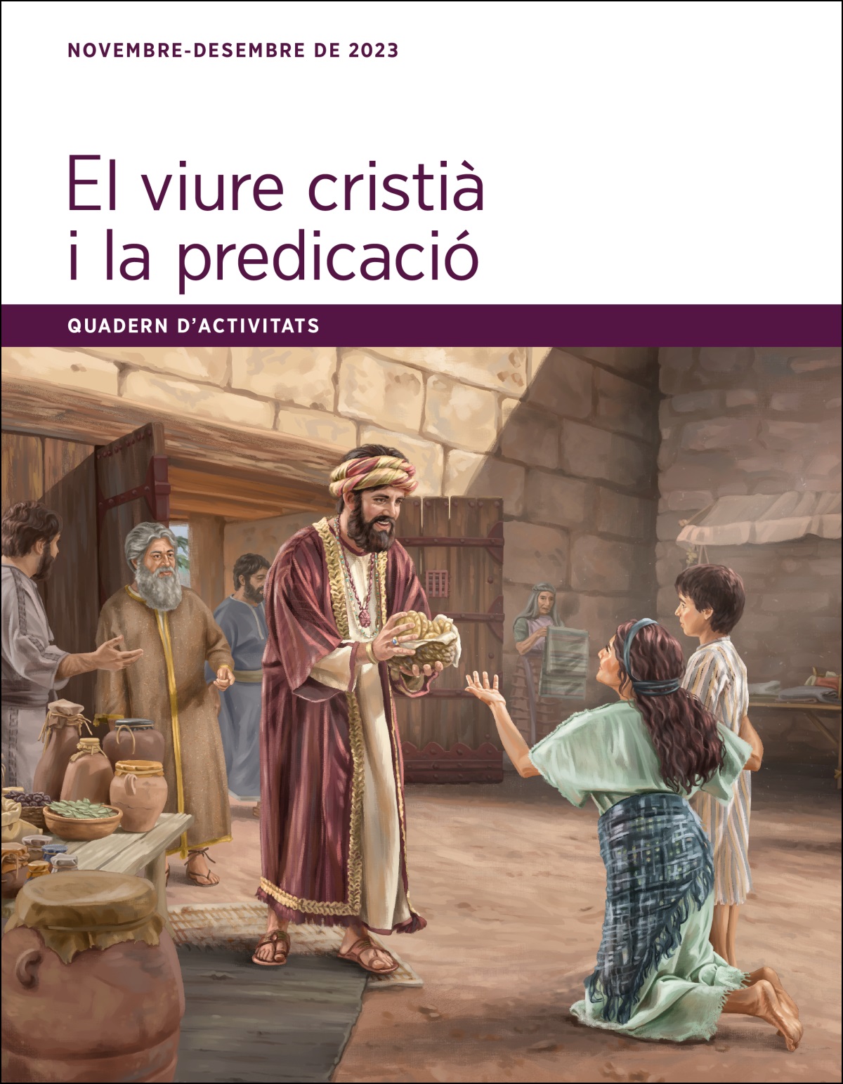 Job oferint menjar a una dona pobra i al seu fill a la porta de la ciutat.