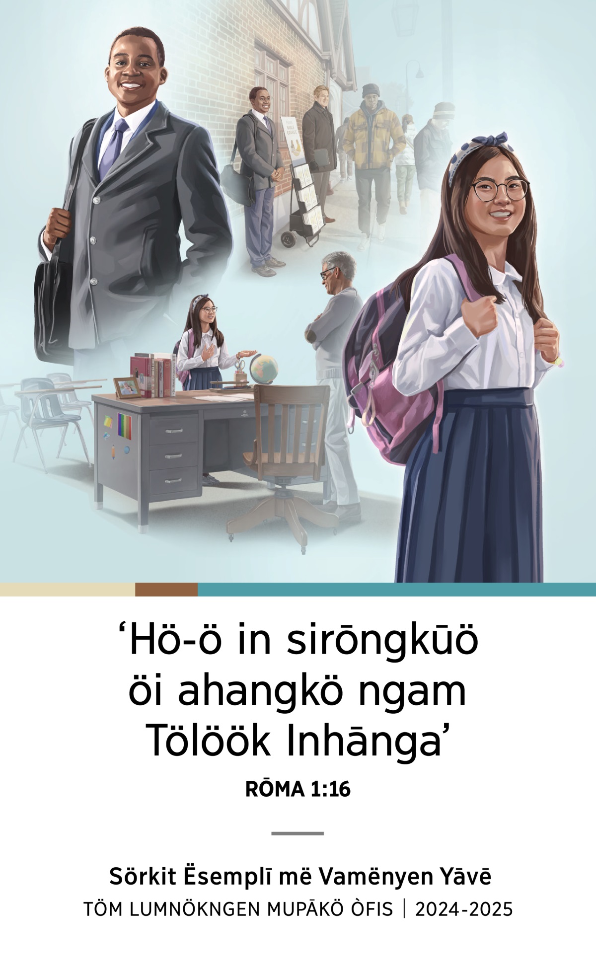 Collage: 1. Ṙamölōn minā prötör nö holṙenre nö im Kāt Vitnësing. 2. Nyat Ngam ṙālö prötör ngam töt aṙē-ěvö nö ahānga. 3. Holtö ṙanamlōnre ngam ṙālö sistör nö öt aṙē-ěvö nö vë-ekūö ngam teacher re. 4. Nyat Ngam ṙālö sistör ngam töt aṙē-ěvö nö vënyö ngam ṙinatö-ellōnre.