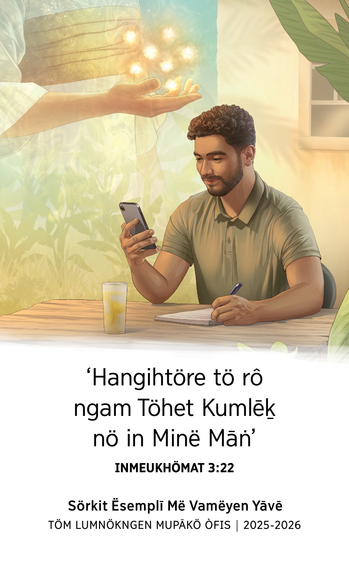Minë Nyāt: 1. Eltī Yēsū Minë tö Sāt Taneūsömāt. 2. Hěng tak Ngam prötör Haköp anga-aṅ ikūi mis Ngaich elti ô ngam fūn hēk Kuich mat ngam Lipöre.