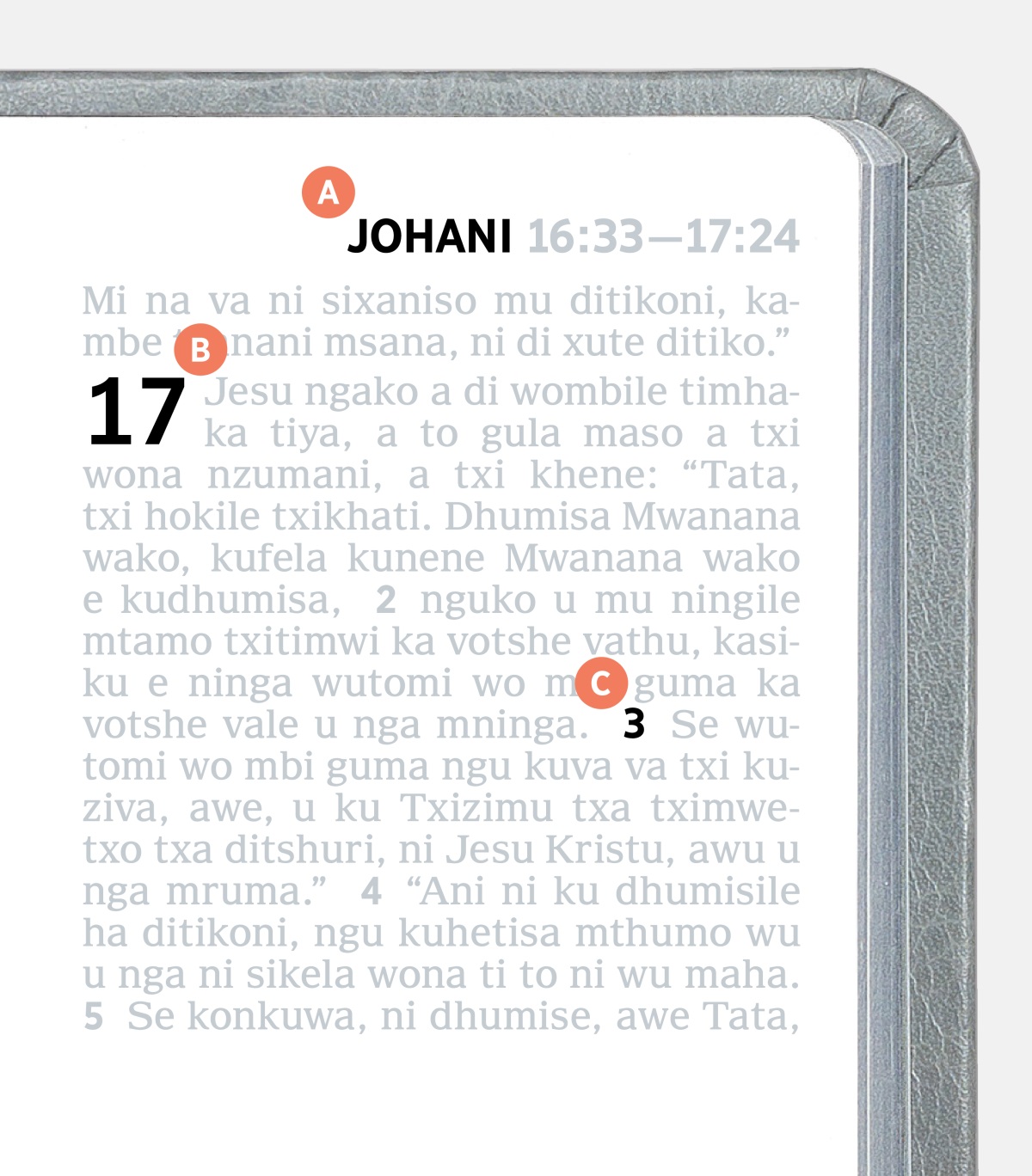Mindenda ayi yi kombisako letra A, B, ni C mndani ka Bhiblia.