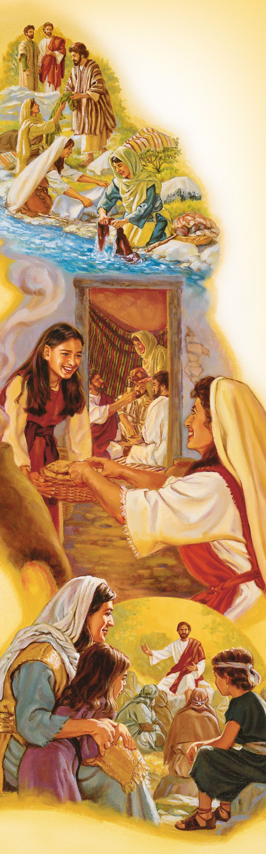 Ang mga babaye nga nahimong tinun-an ni Jesus mipanaw uban niya, naglaba sa iyang mga besti, ug nag-andam sa iyang pagkaon