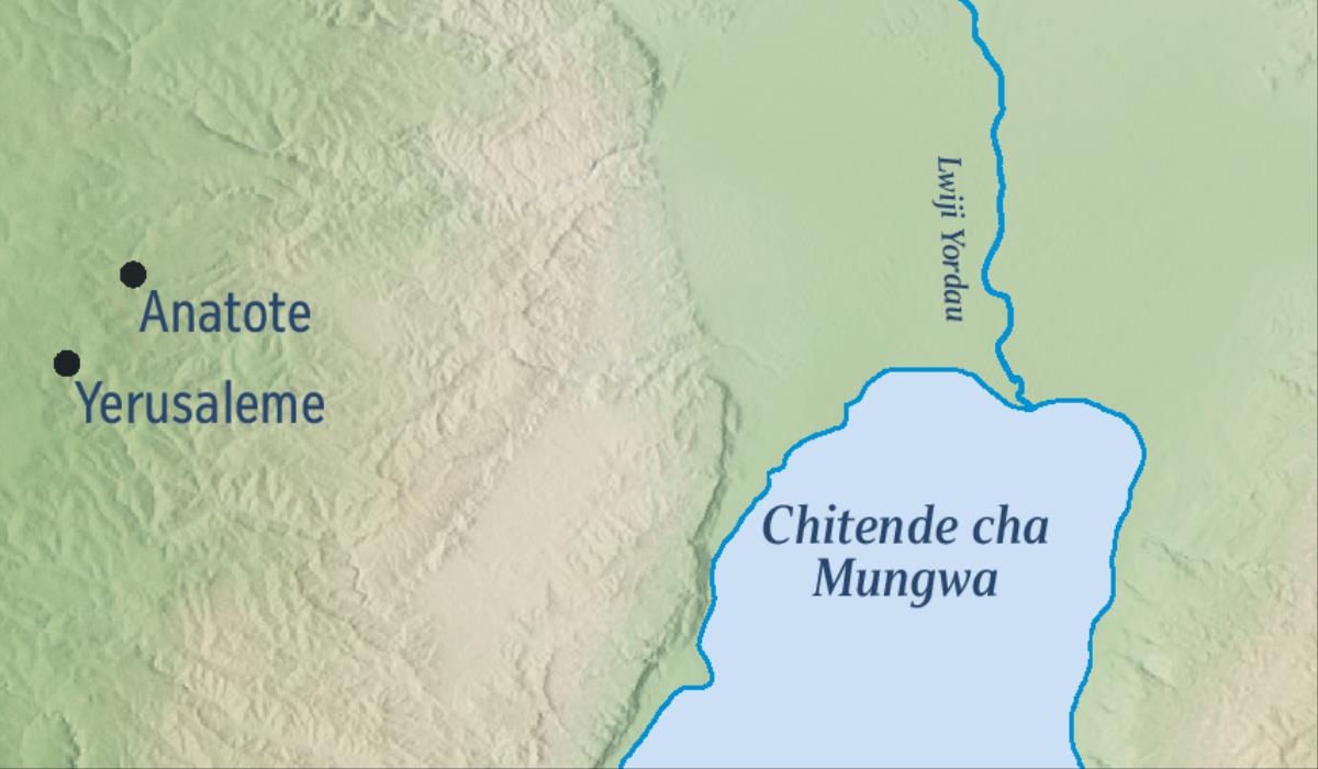 Mapa anasolola Yerusaleme ni Anatote, mbonge ya Jeremia
