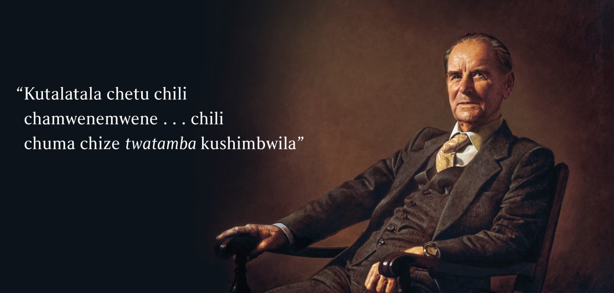 Ndumbu Frederick Franz. Sali lienyi kuli maliji waze ahanjikile ngwenyi: “Kutalatala chetu chili chamwenemwene . . . chili chuma chize twatamba kushimbwila”