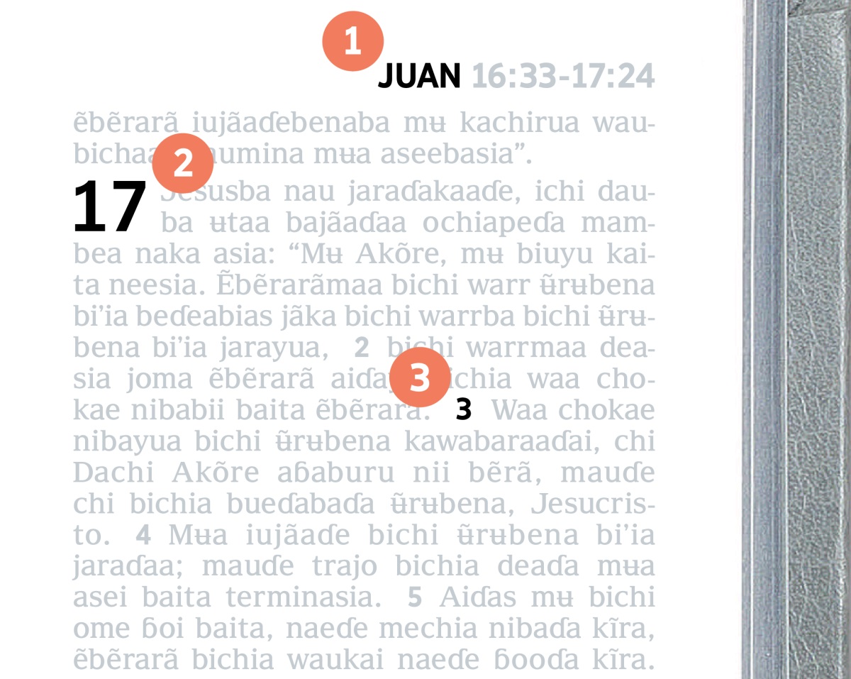 Etiketa barau chi A, B mauɗe Cɗe jaraɓuu pakina aɓa Bibliaɗebenaɗe.