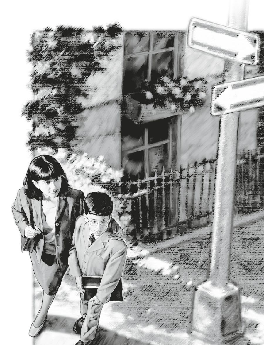 男孩和媽媽外出傳道