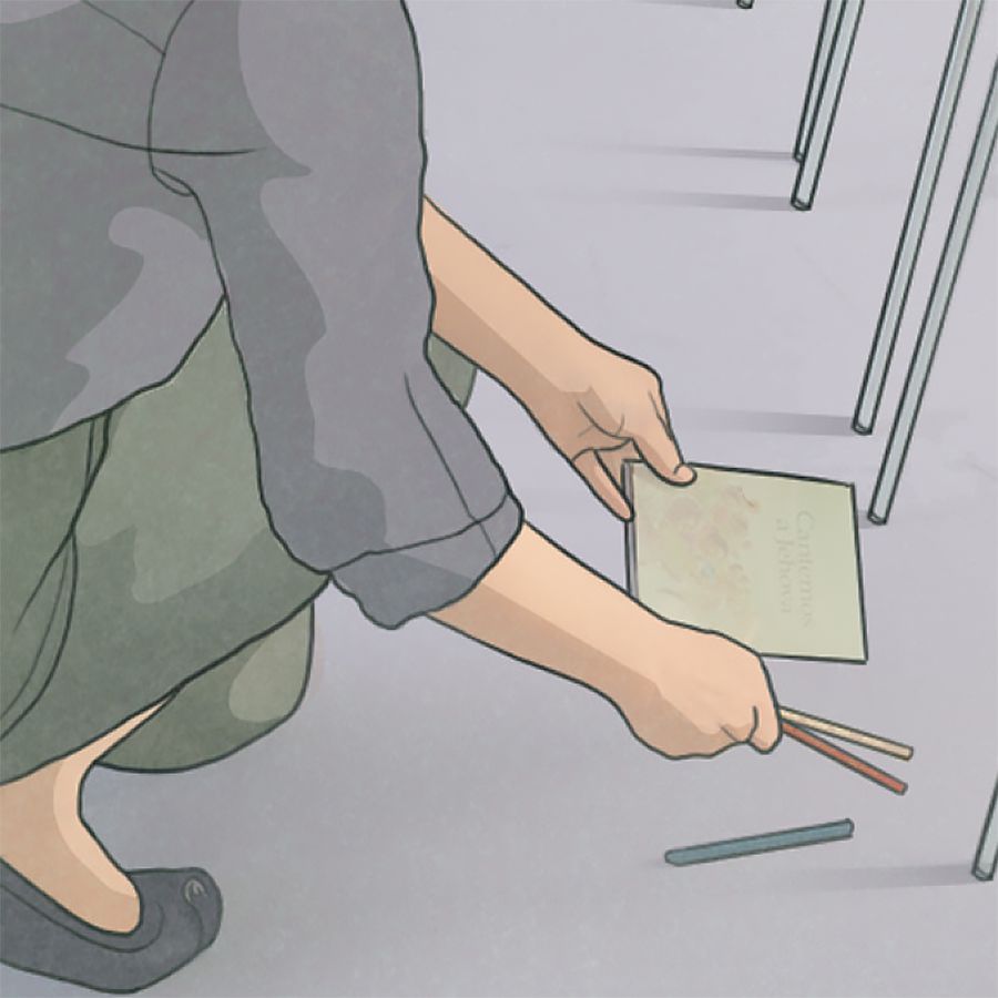 Uklízení kolem židle v přednáškovém sále