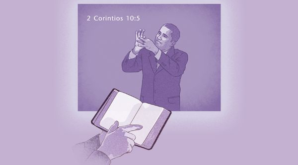 Někdo ukazuje prstem na verš v Bibli
