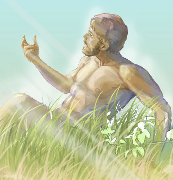 Adam, živá duše, při svém stvoření