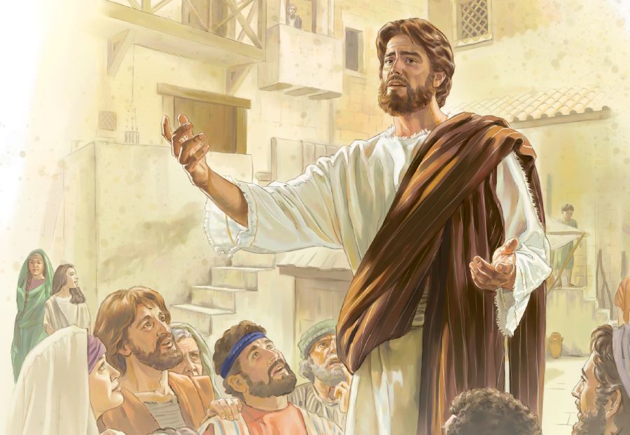 Ježíš učí lidi o Jehovovi