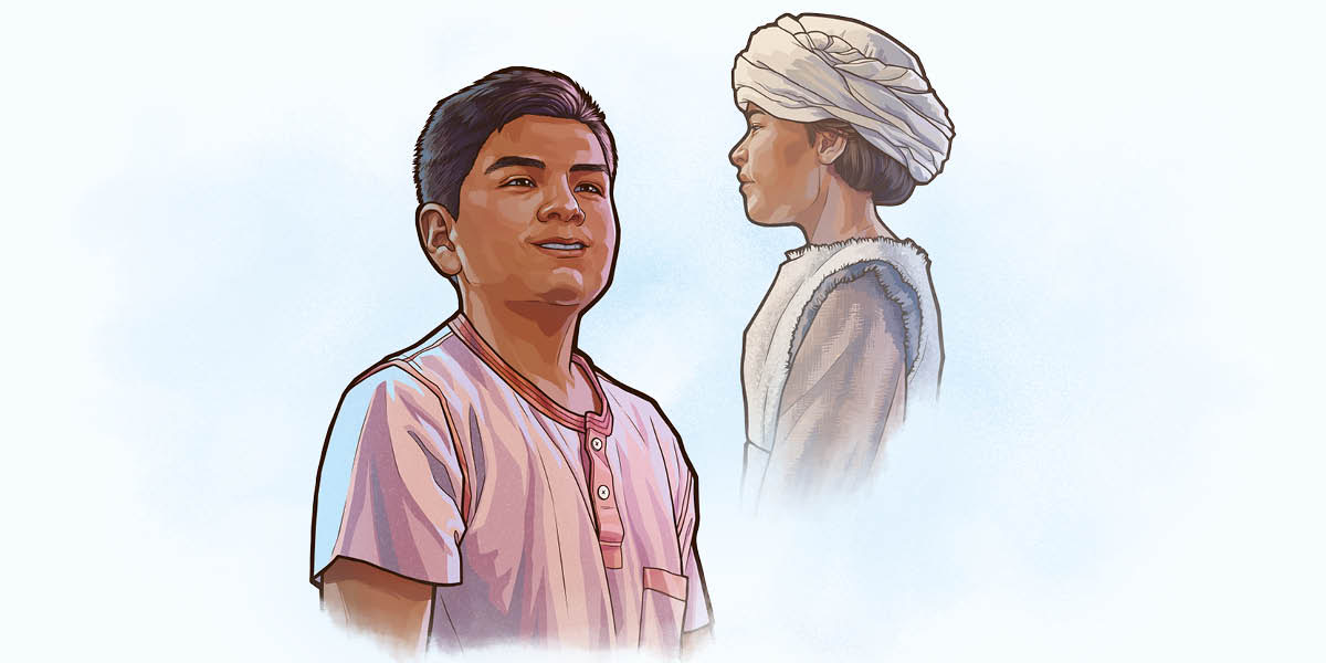 Koláž: Ilustrace založené na videu „Učme se od nich: Samuel“. 1. Danny. 2. Malý Samuel