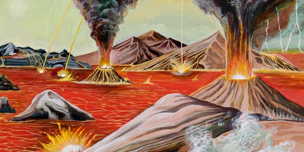 Oceán, skály a sopky na neobydlené planetě Zemi