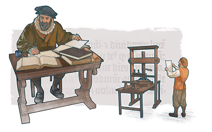 Překladatel Bible a starý tiskařský stroj