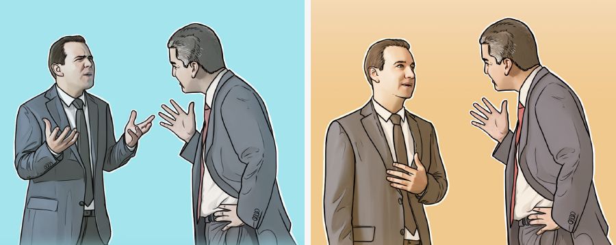 Bratr se hádá s jiným bratrem; bratr se usmiřuje s jiným bratrem