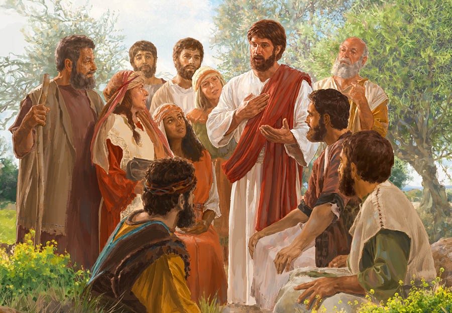 Jesús enseñando a quienes están a su alrededor