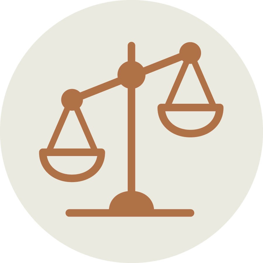 Dibujo de una balanza desequilibrada que representa la desigualdad social