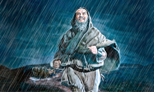 Elías corre bajo la lluvia y deja atrás el carruaje del rey Acab