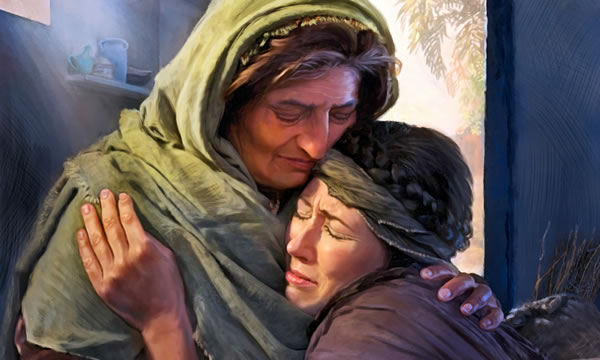 Rut y Noemí consolándose mutuamente