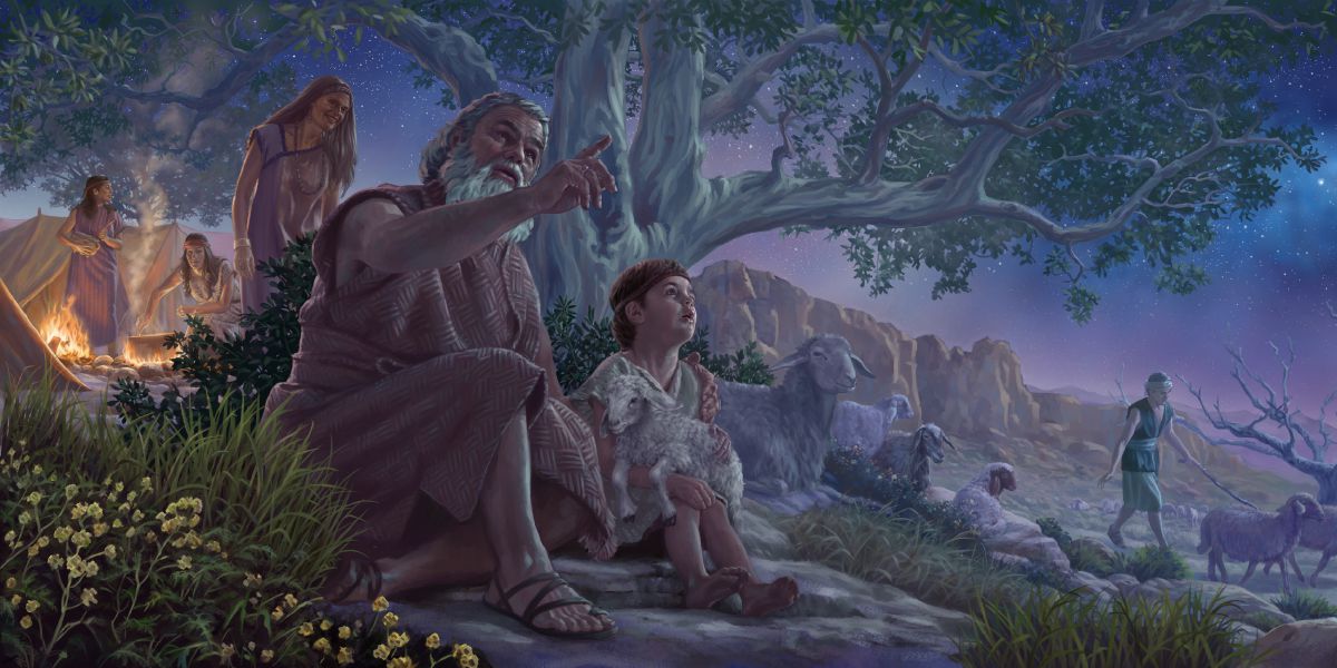 Abrahán conversa con el pequeño Isaac acerca de las estrellas
