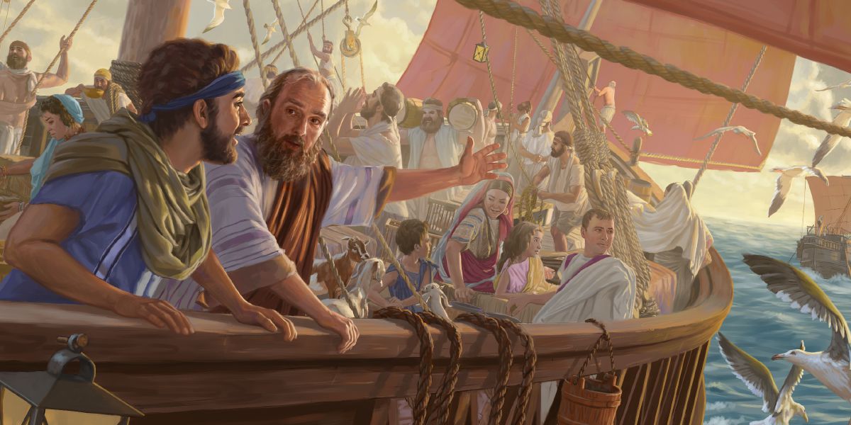 El apóstol Pablo y Timoteo en un barco