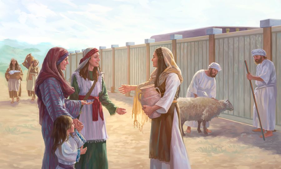 Las amigas de la hija de Jefté la visitan en el tabernáculo