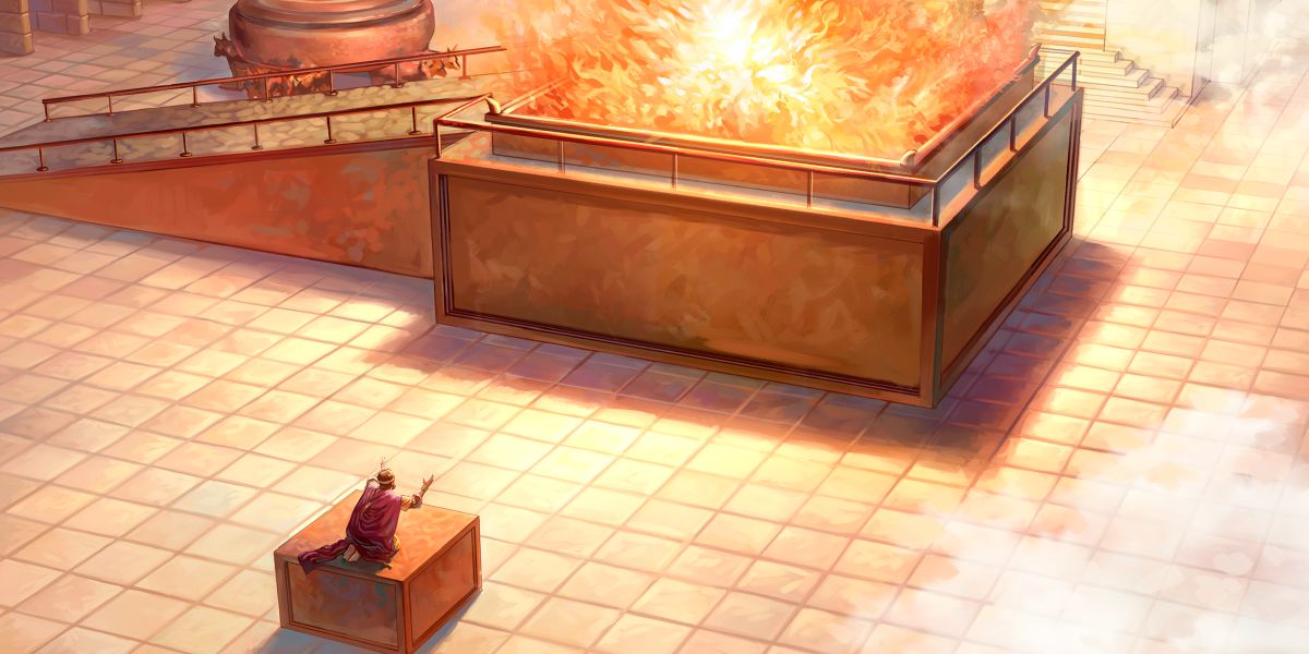 Jehová envía fuego para quemar la ofrenda que está en el altar