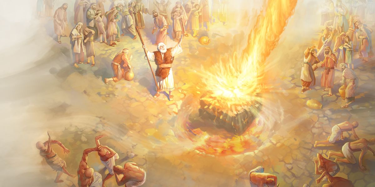 Jehová envía fuego del cielo para quemar la ofrenda de Elías