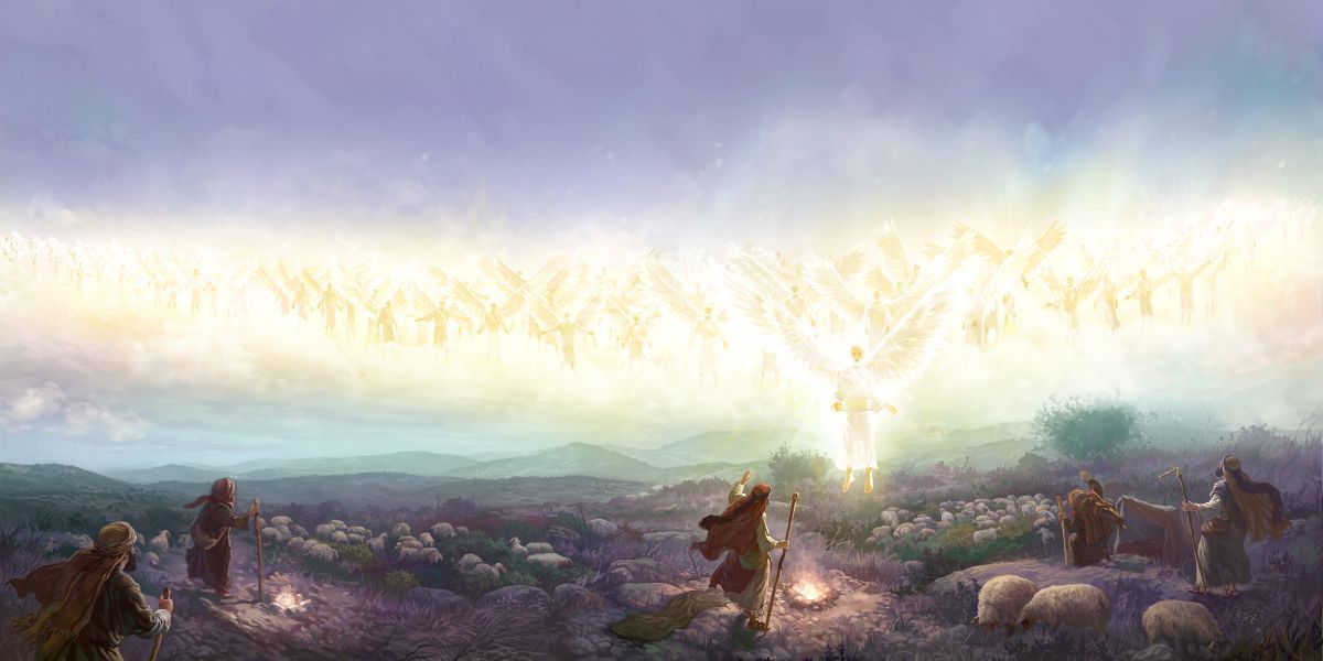 Los ángeles anuncian el nacimiento de Jesús a los pastores