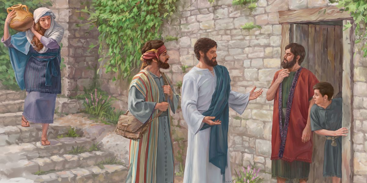 Jesús predicando con uno de sus discípulos